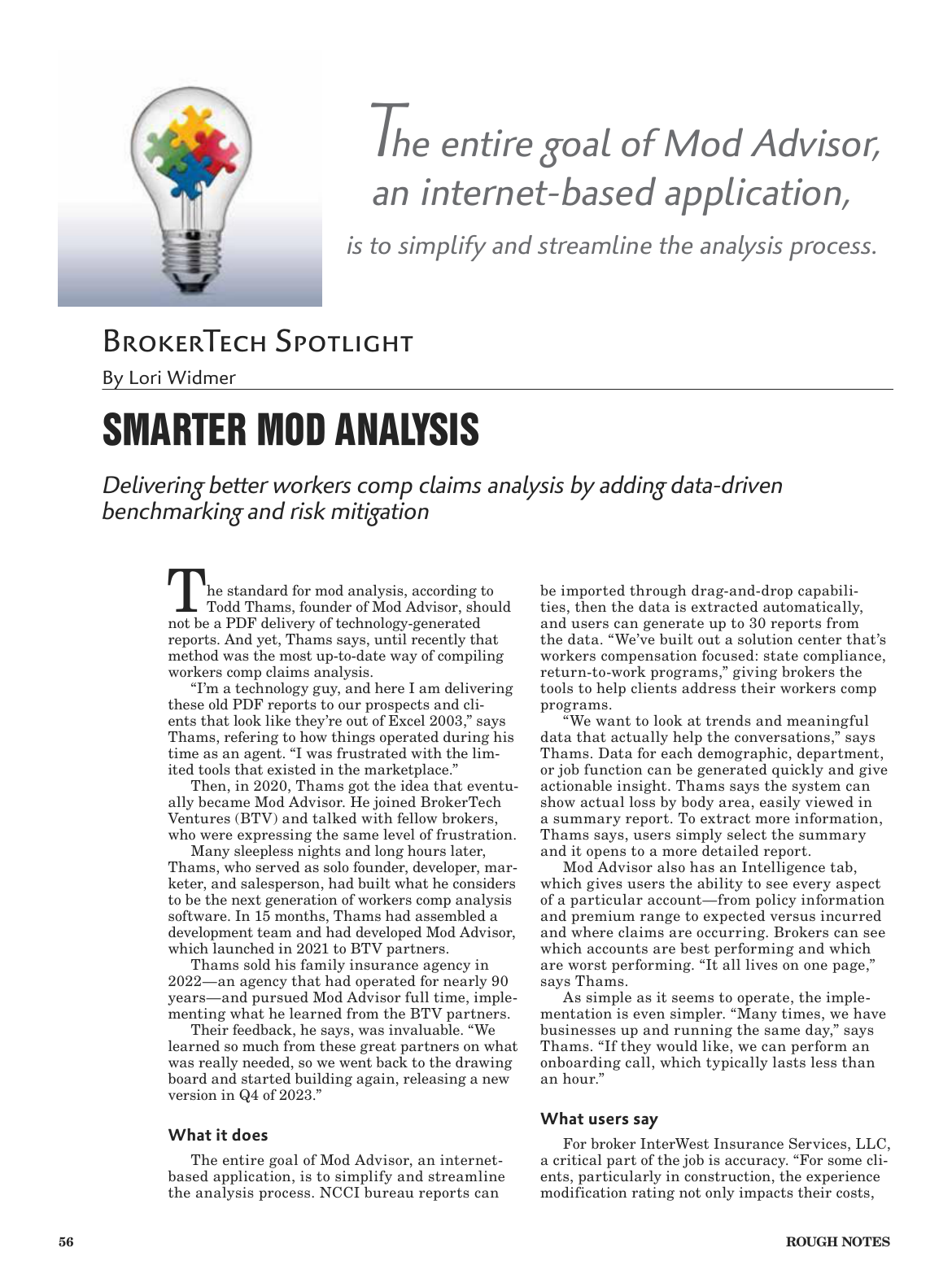 Rough Notes feature — Smarter Mod Analysis, a BrokerTech Spotlight by Lori Widmer